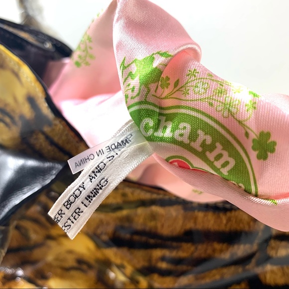 Charm and Luck 100% Genuine Leather Tiger Stripes, Embellished Handbag. - Picture 16 of 16